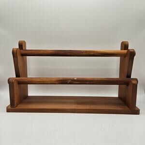 VINTAGE WOODEN BRACELET RACK COUNTERTOP DISPLAY SHELF 2 TIER SOLID WOOD